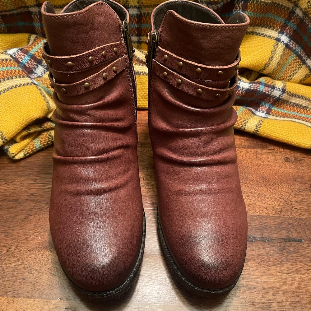 Propet Brown Ankle Boots with Studded Straps